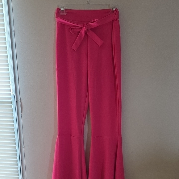 Bright Pink Flared Pants - Picture 3 of 4